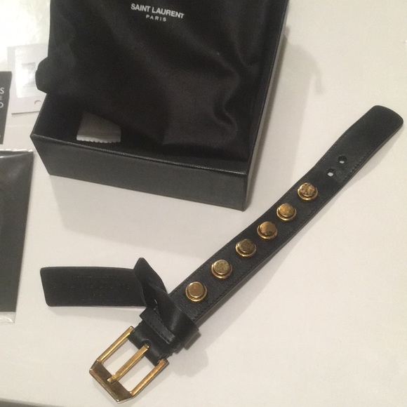 Saint Laurent leather gold studded bracelet - Picture 6 of 11